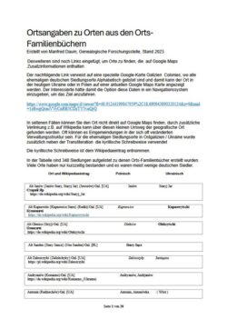 Liste unserer Ortsfamilienbücher